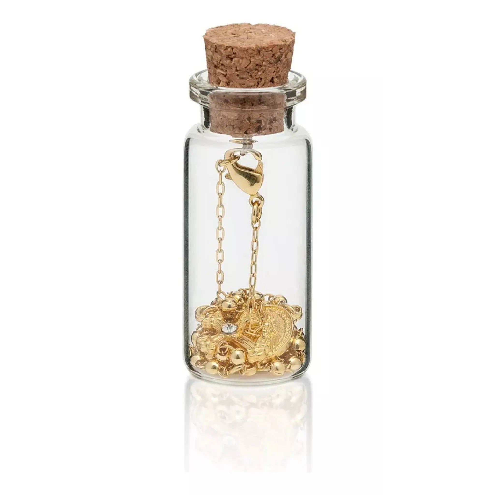 Colar Terço Metal Dourado no Vidrinho