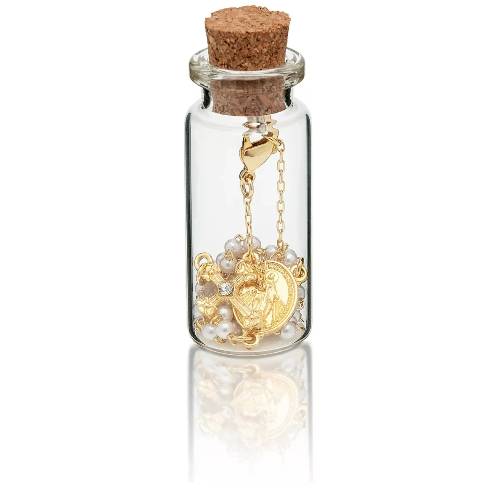 Colar Terço Pérola Dourado no Vidrinho
