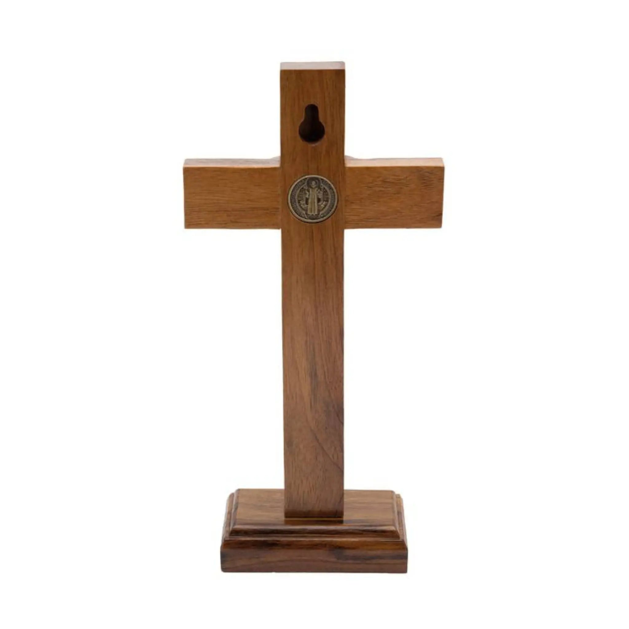 Crucifixo com Medalha de São Bento 17cm Ouro Velho