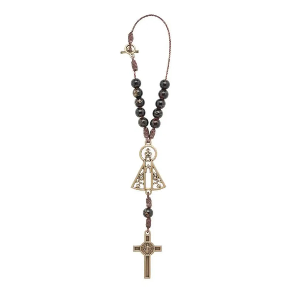 Dezena com Fecho Mesclada 8mm Marrom Nossa Senhora Aparecida