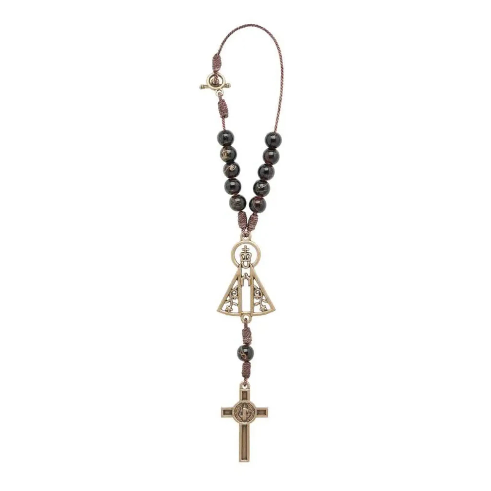 Dezena com Fecho Mesclada 8mm Marrom Nossa Senhora Aparecida