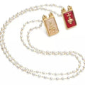 Escapulário Metal Dourado com Pérolas 3mm