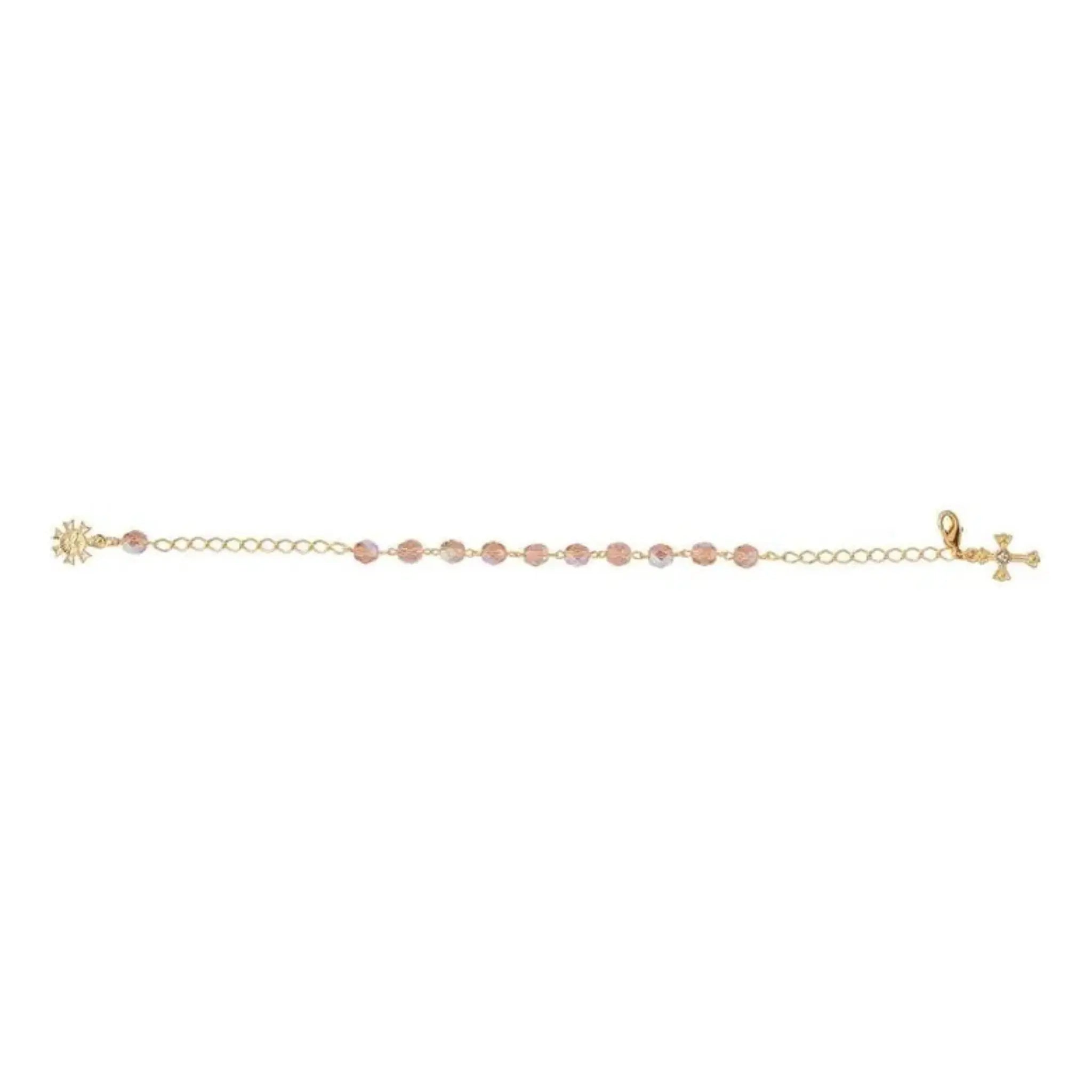 Pulseira Dezena Cristal 6mm Salmão Irisado