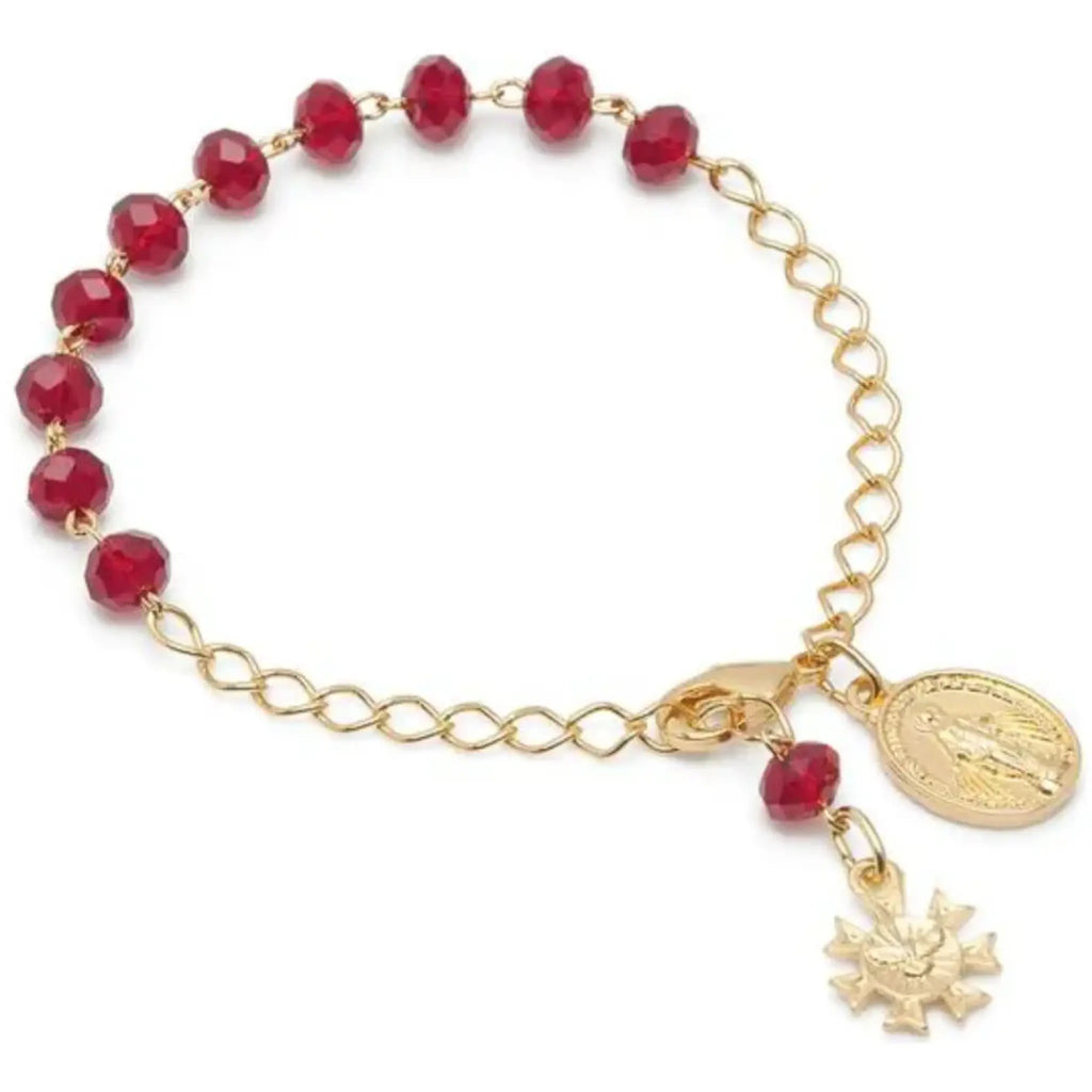 Pulseira Dezena Cristal 6mm Vermelho N Sra Graças