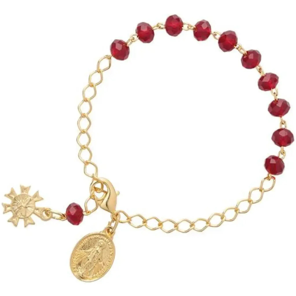 Pulseira Dezena Cristal 6mm Vermelho N Sra Graças