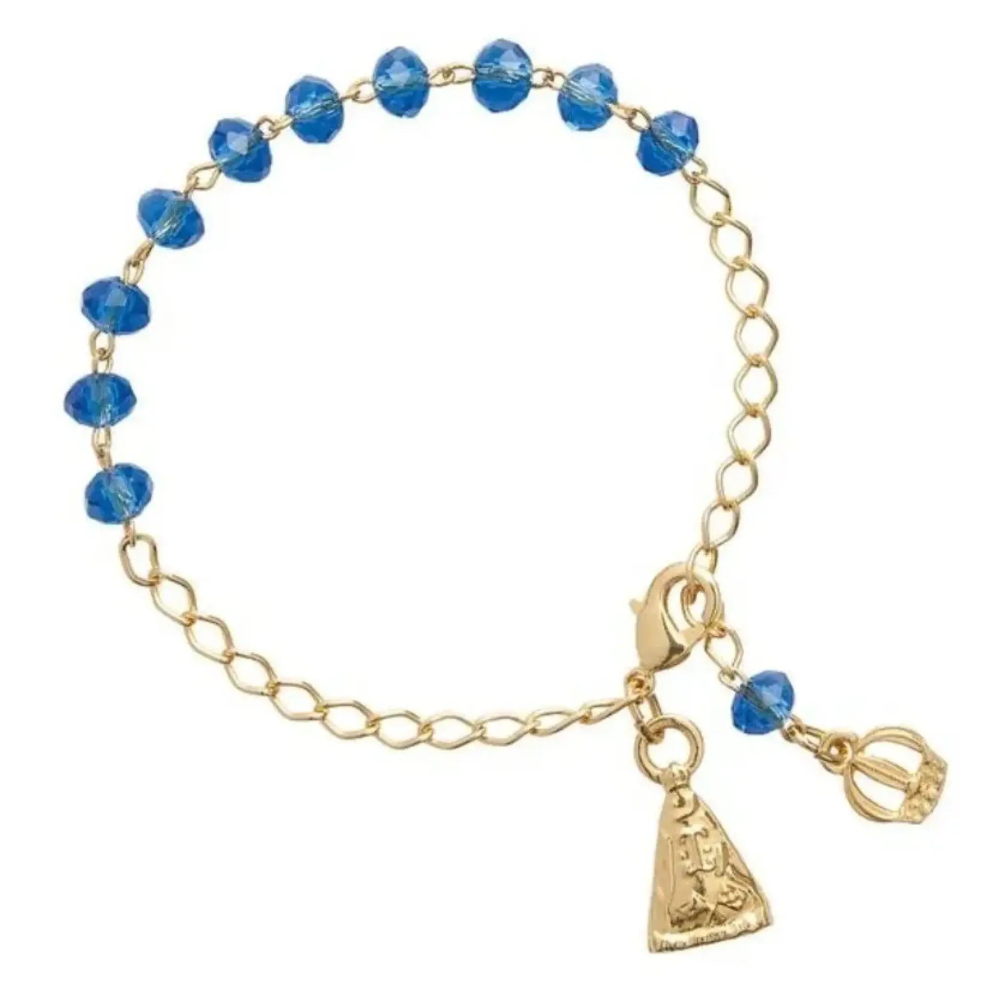 Pulseira Dezena em Cristal 6mm Azul Nossa Senhora Aparecida
