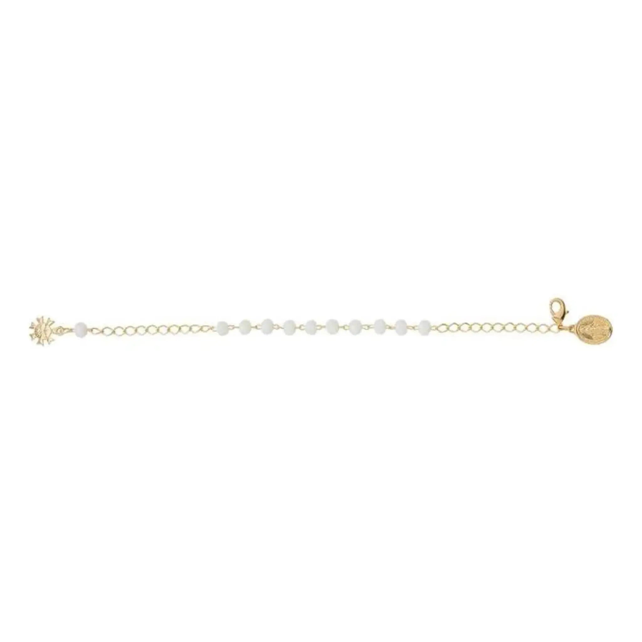 Pulseira Dezena em Cristal 6mm Branca Nossa Senhora das Graças