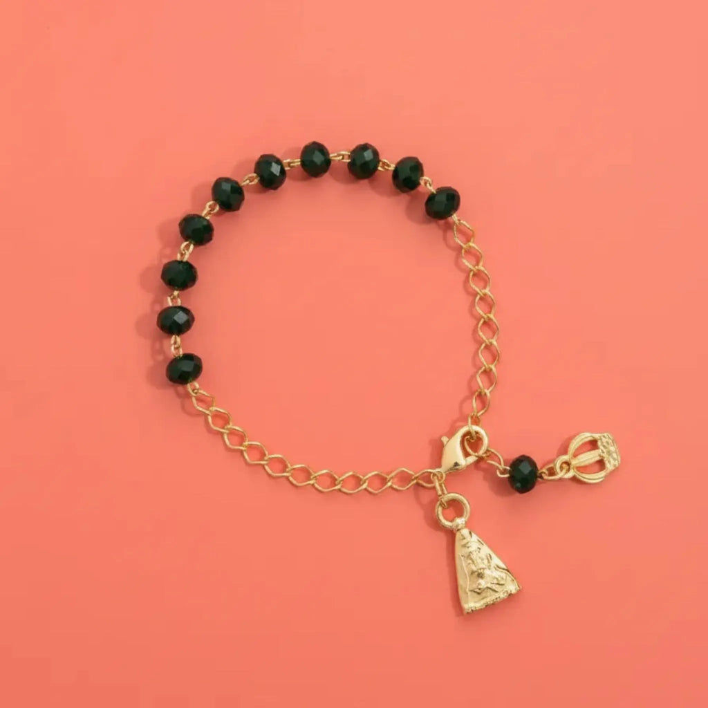 Pulseira Dezena Cristal Vidro Verde Escuro N Senhora Aparecida