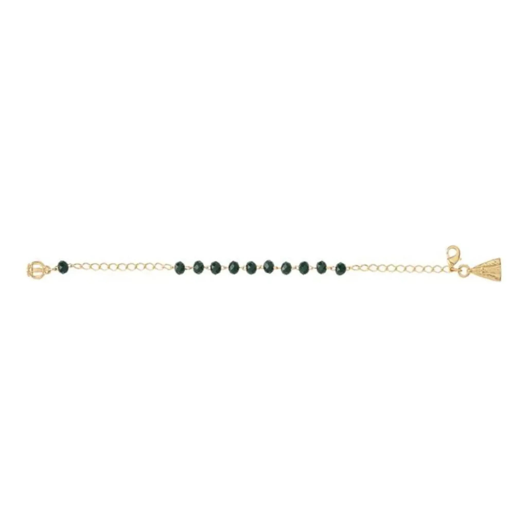 Pulseira Dezena Cristal Vidro Verde Escuro N Senhora Aparecida