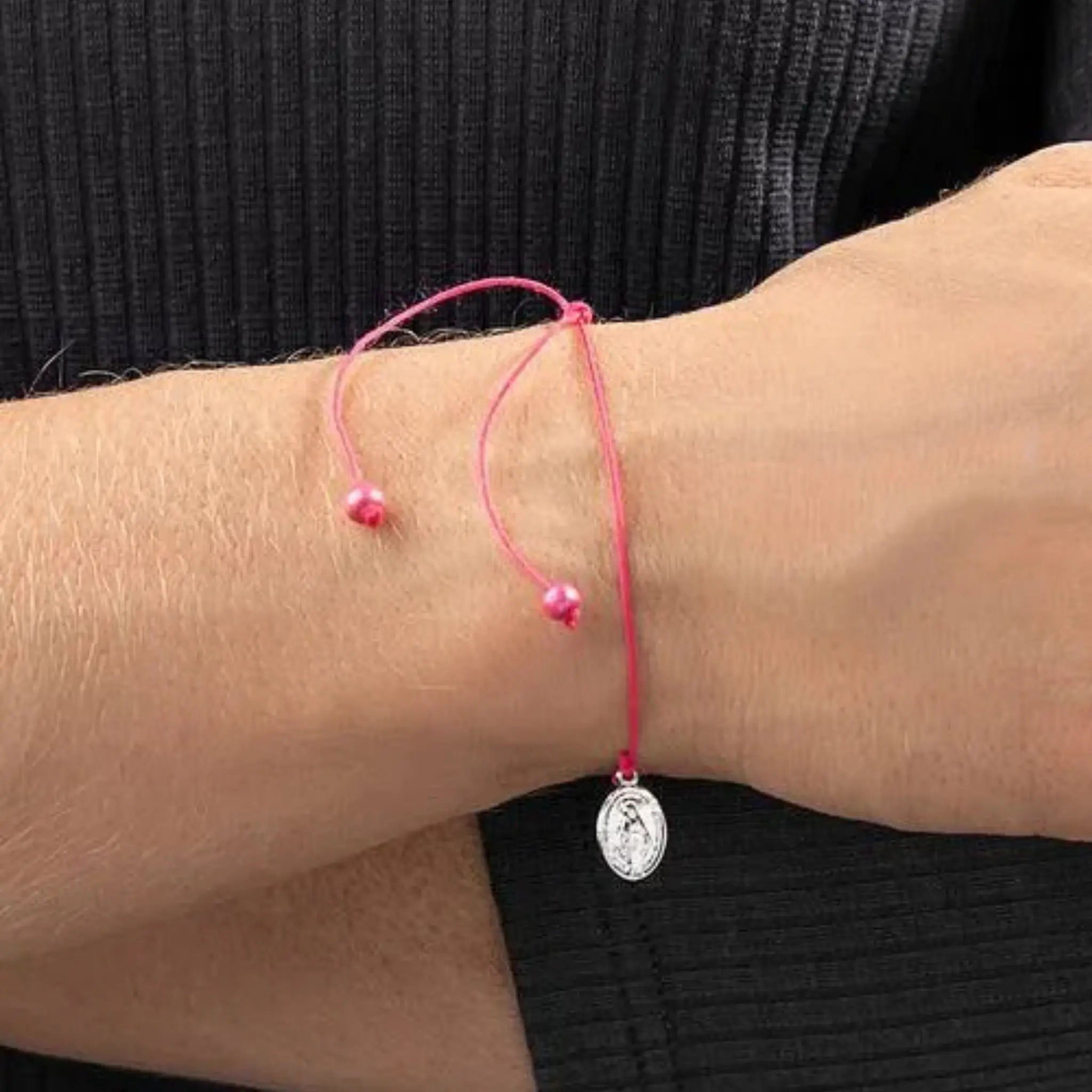 Pulseira Nossa Senhora das Graças Prata e Pink