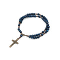 Pulseira Terço Acampamento em Madeira Azul