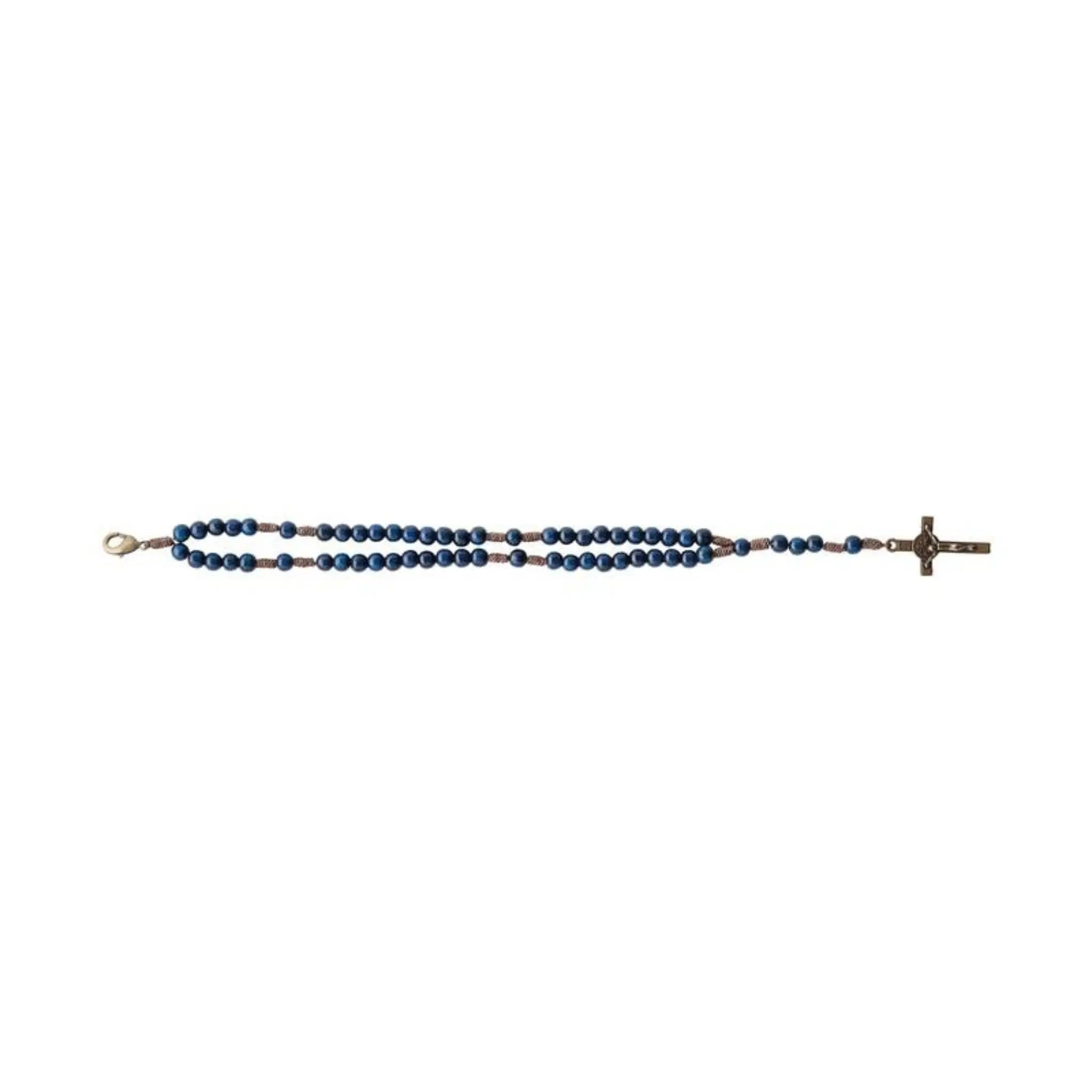 Pulseira Terço Acampamento em Madeira Azul
