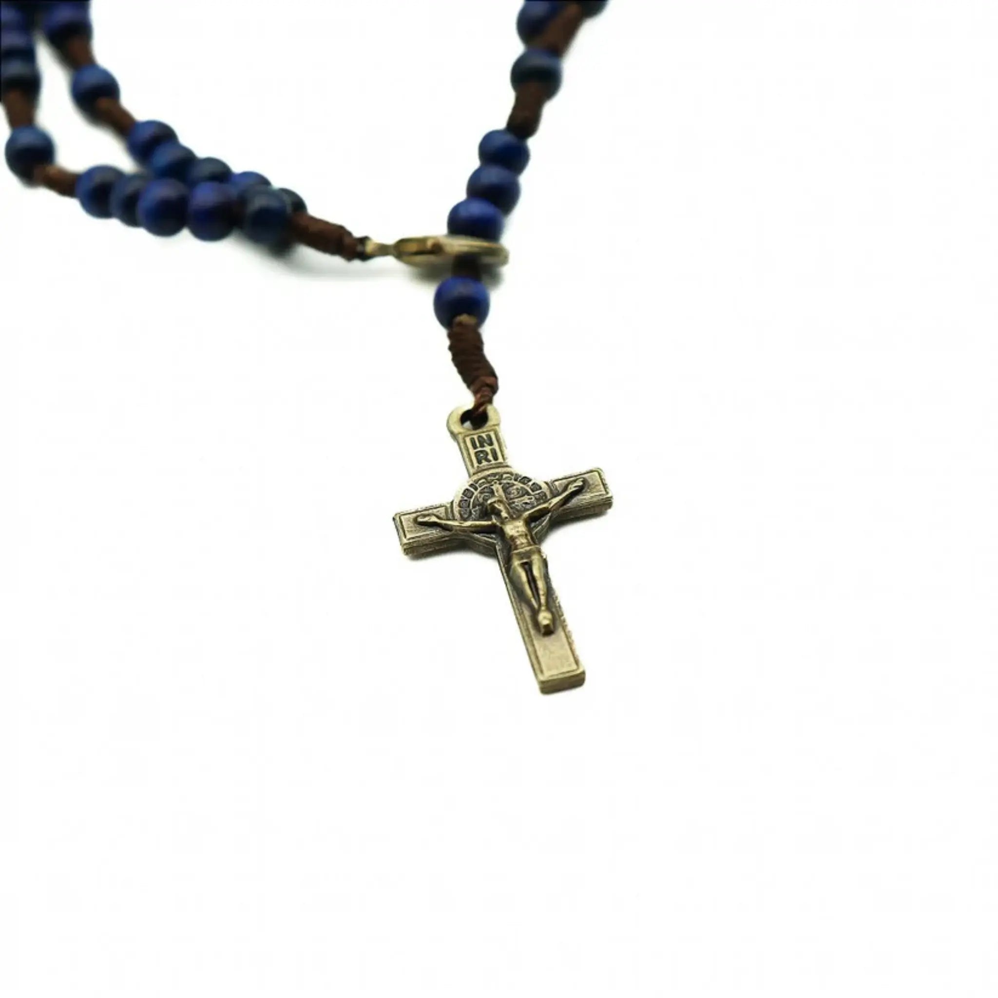Pulseira Terço Acampamento em Madeira Azul
