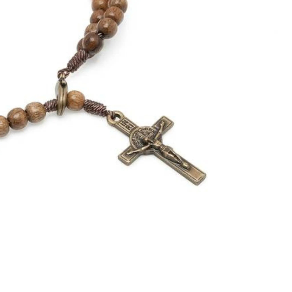 Pulseira Terço Acampamento em Madeira Imbuia