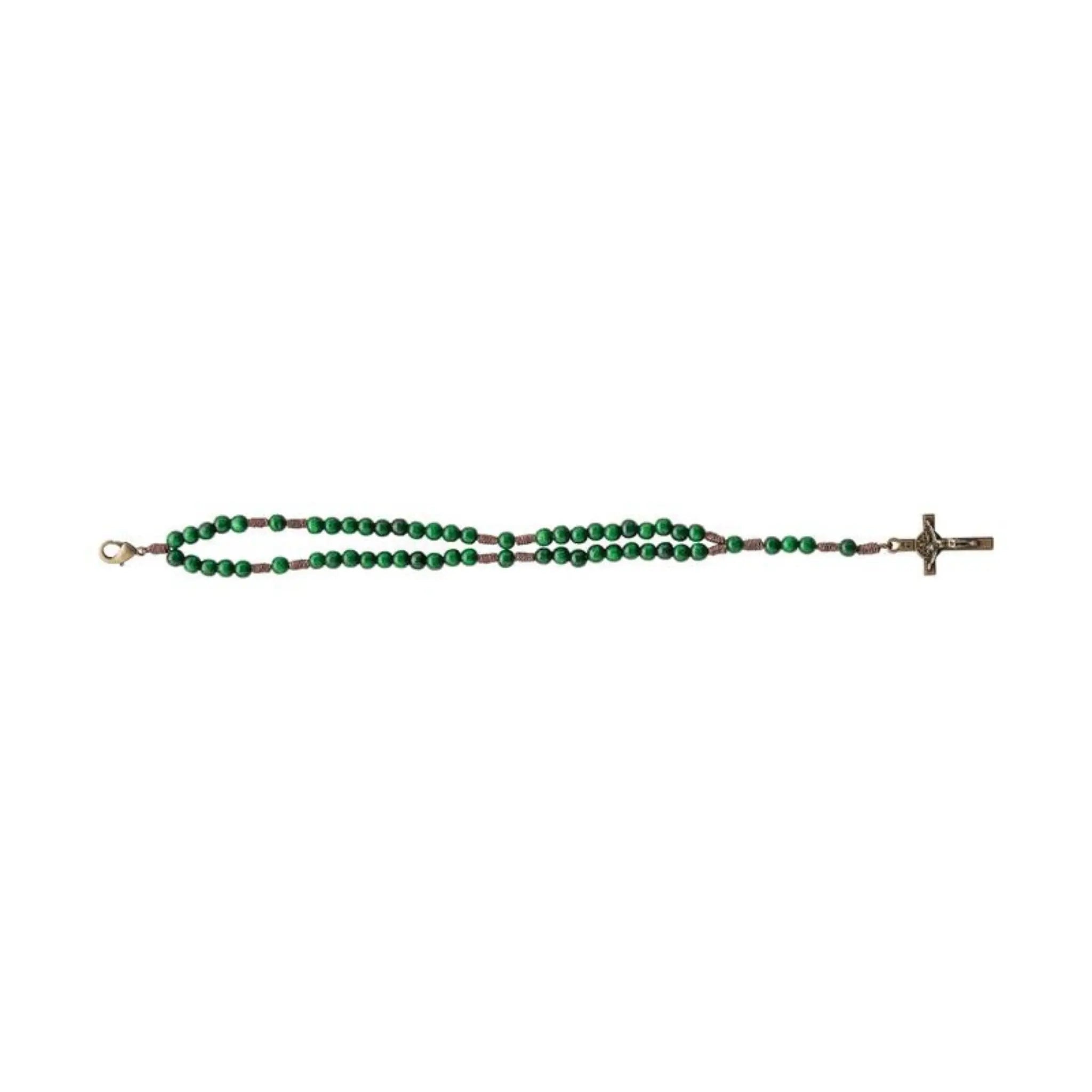 Pulseira Terço Acampamento em Madeira Verde