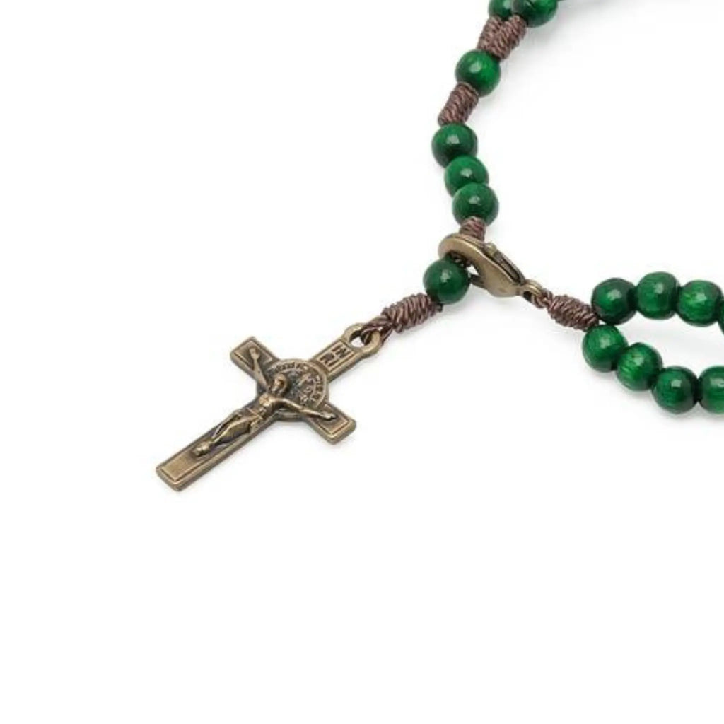 Pulseira Terço Acampamento em Madeira Verde