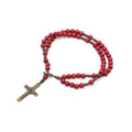Pulseira Terço Acampamento em Madeira Vermelha