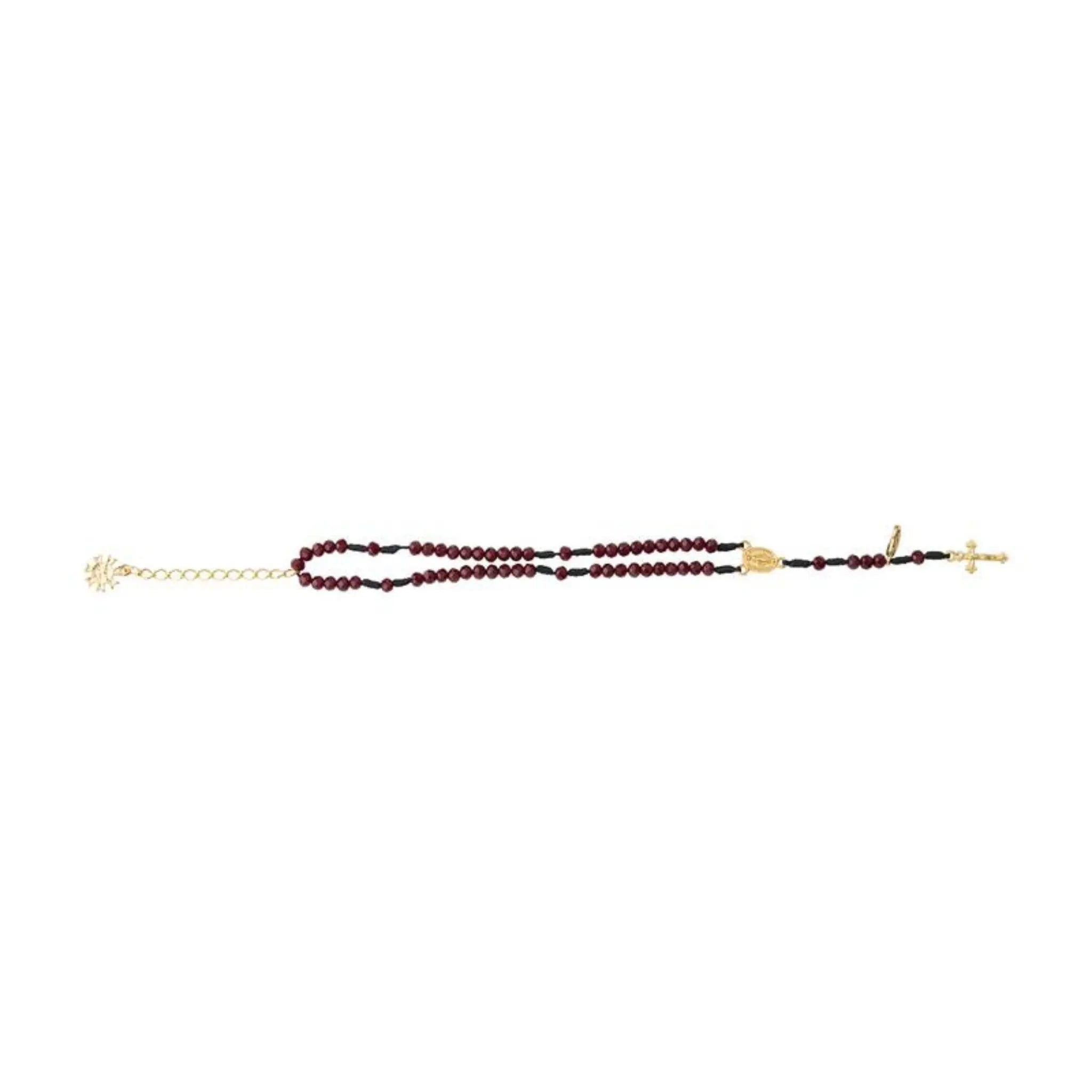 Pulseira Terço em Cristal Vidro 4mm Bordô