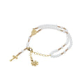 Pulseira Terço em Cristal Vidro 4mm Branca