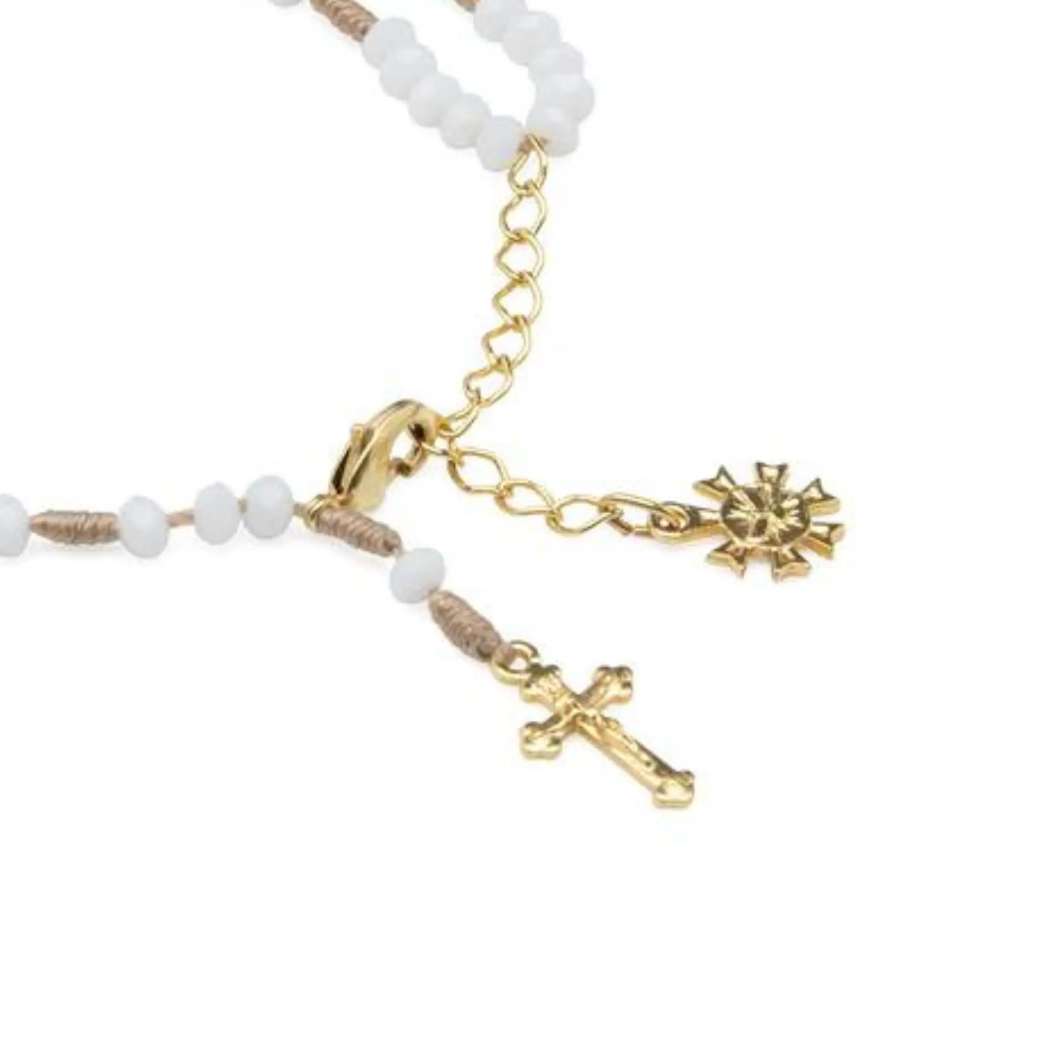 Pulseira Terço em Cristal Vidro 4mm Branca