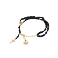 Pulseira Terço em Cristal Vidro 4mm Preta