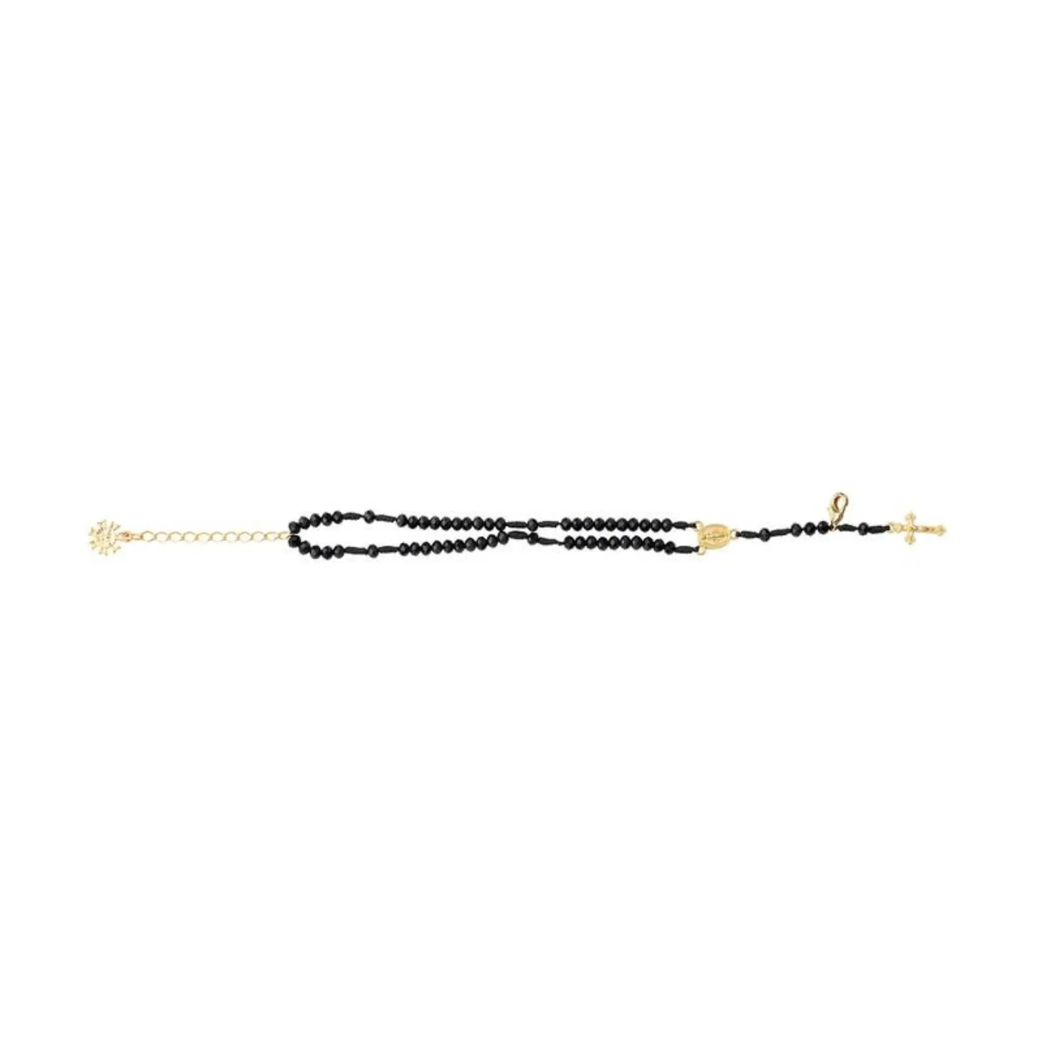 Pulseira Terço em Cristal Vidro 4mm Preta