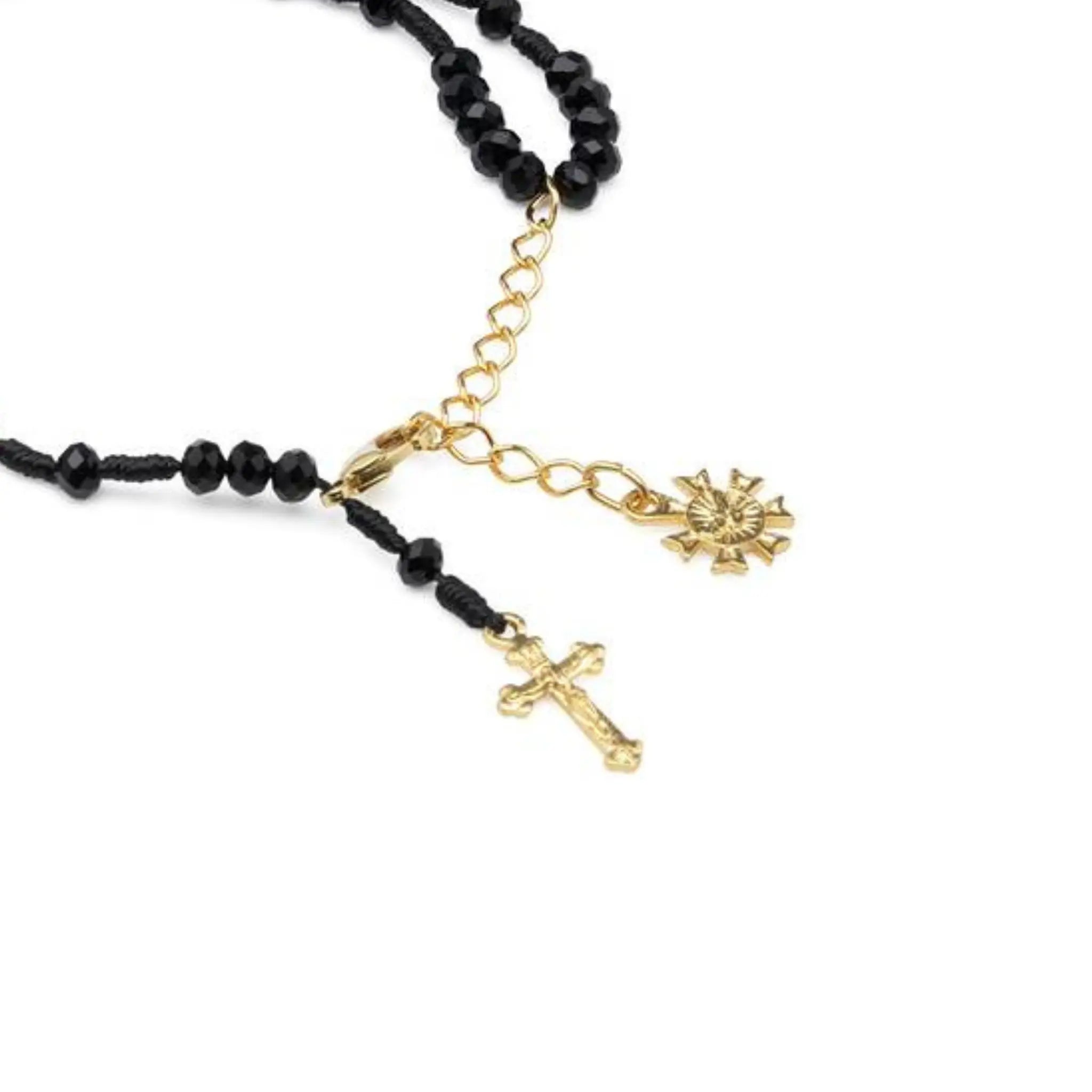 Pulseira Terço em Cristal Vidro 4mm Preta