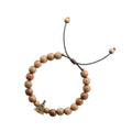 Pulseira em Madeira Imbuia N Sra Aparecida Ouro Velho